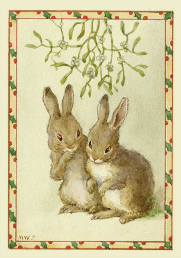 Shall Us? Two rabbits under the mistletoe 