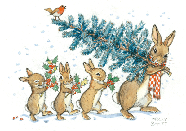A Rabbit Carrying a Christmas Tree 